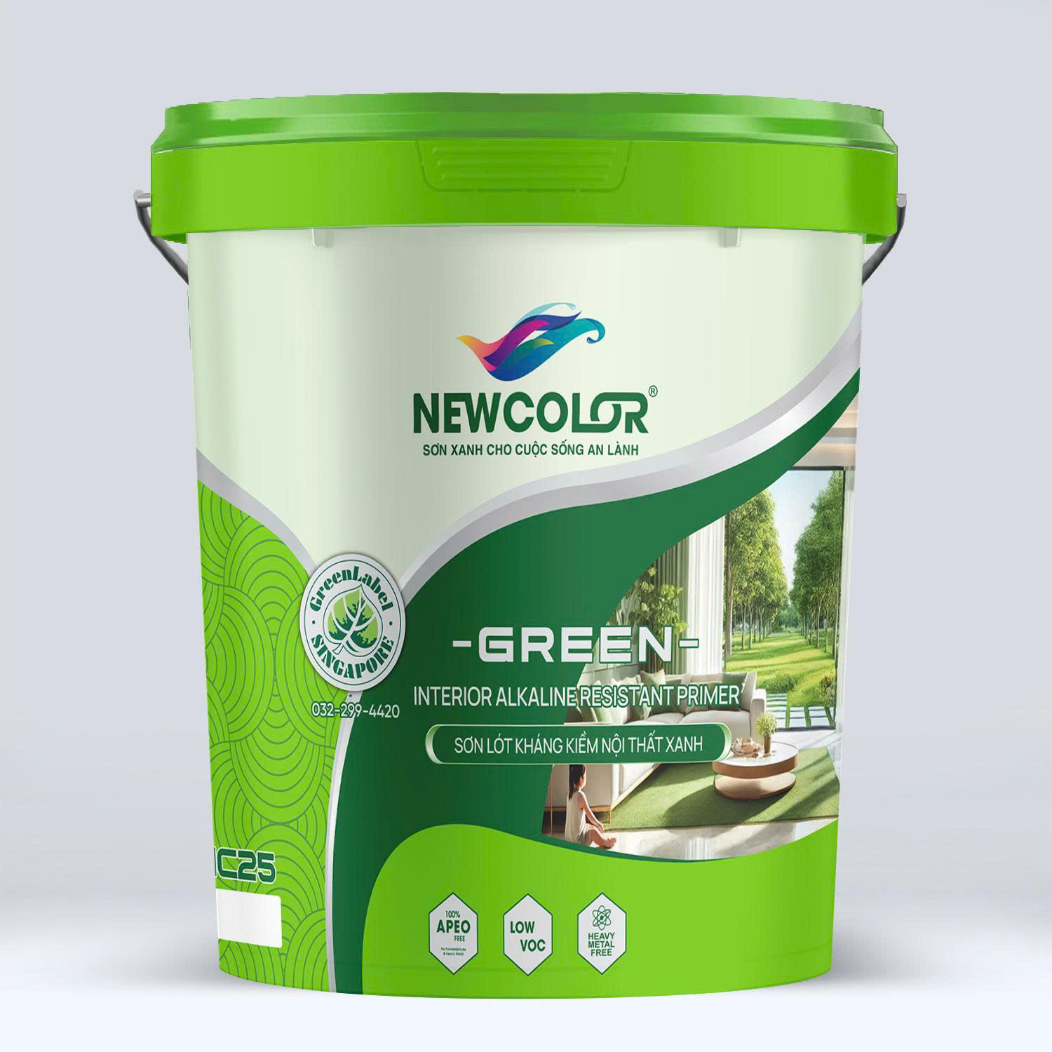 Sơn lót kháng kiềm nội thất xanh - Newcolor green